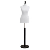 Display Geek Female Dressmakers Dummy White Torso with Blackwood Round Base Stand